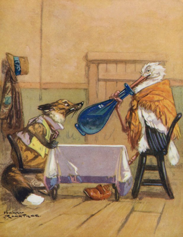 Le favole di Esopo: La volpe e la cicogna da Harry (1878 1950) Rountree
