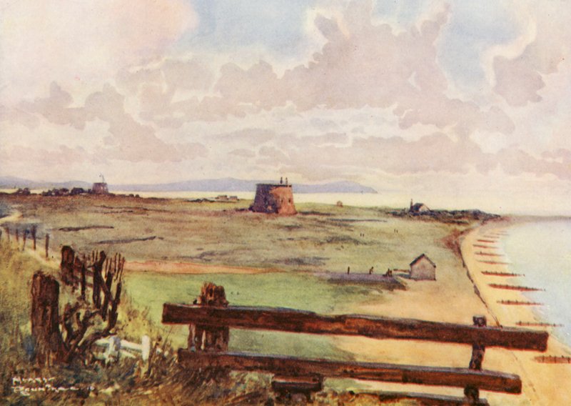 Campi da Golf: Felixtowe, vista generale del campo (litografia a colori) da Harry (1878 1950) Rountree