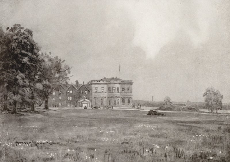 Campi da golf: Trafford Park, la club house dal diciottesimo tee da Harry (1878 1950) Rountree