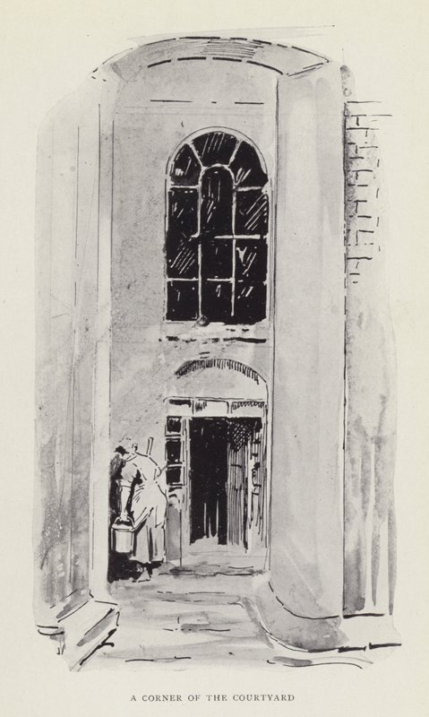 Un angolo del cortile da Harry Furniss