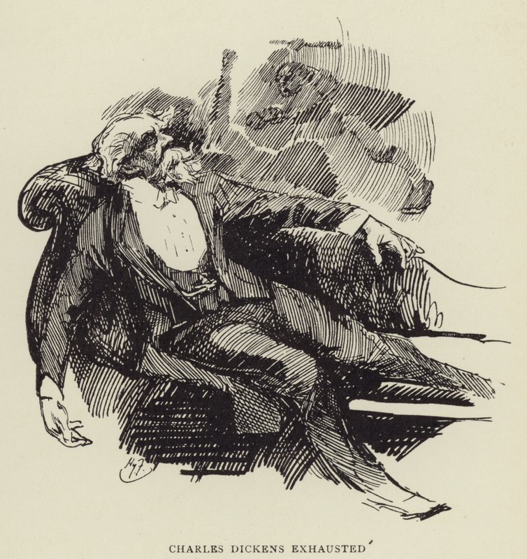 Charles Dickens esausto da Harry Furniss