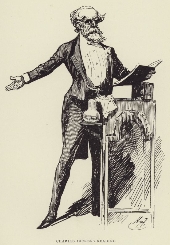 Charles Dickens che legge da Harry Furniss
