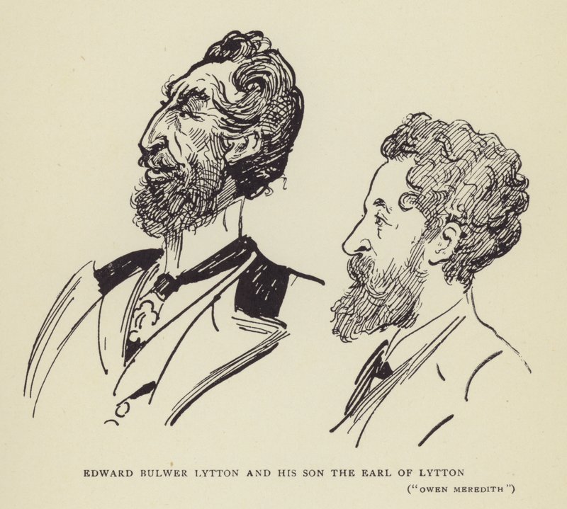 Edward Bulwer Lytton e suo figlio il Conte di Lytton, Owen Meredith da Harry Furniss