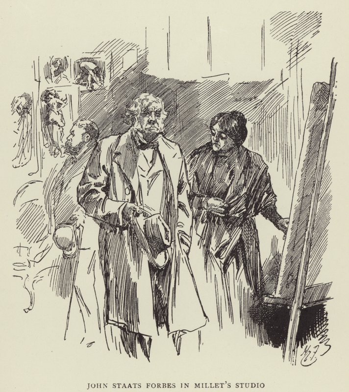 John Staats Forbes nello studio di Millet da Harry Furniss