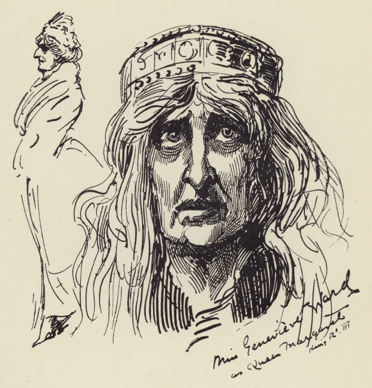 Miss Genevieve Ward come Regina Margherita da Harry Furniss