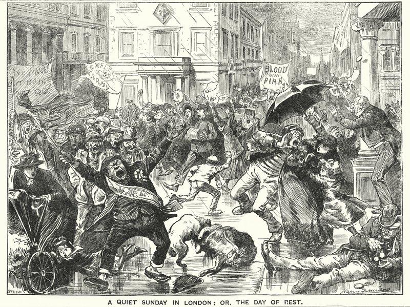 Cartone animato Punch: Una tranquilla domenica a Londra; o, il giorno di riposo da Harry Furniss