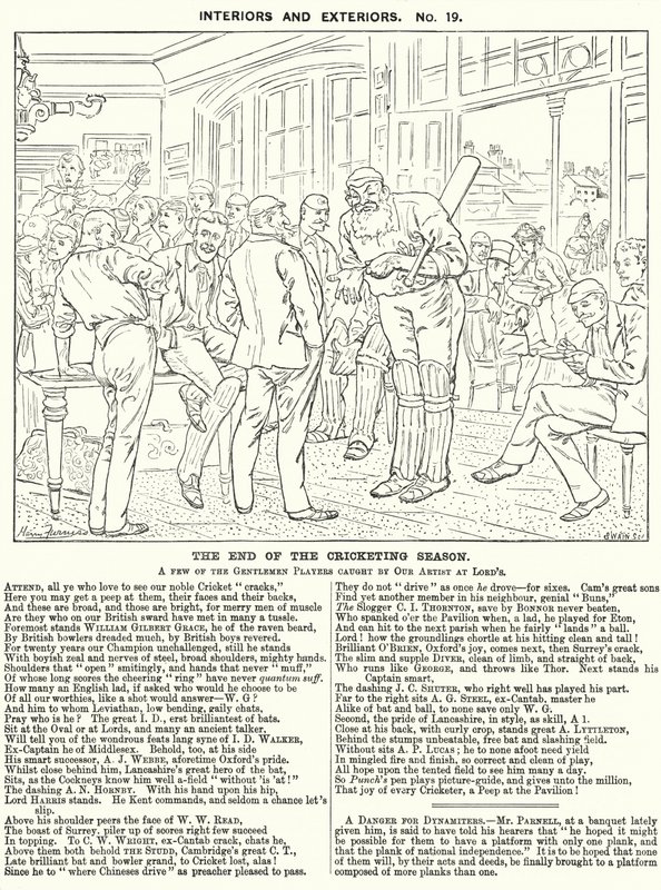 Cartone animato di Punch: La fine della stagione del cricket - scena nel padiglione al Lord