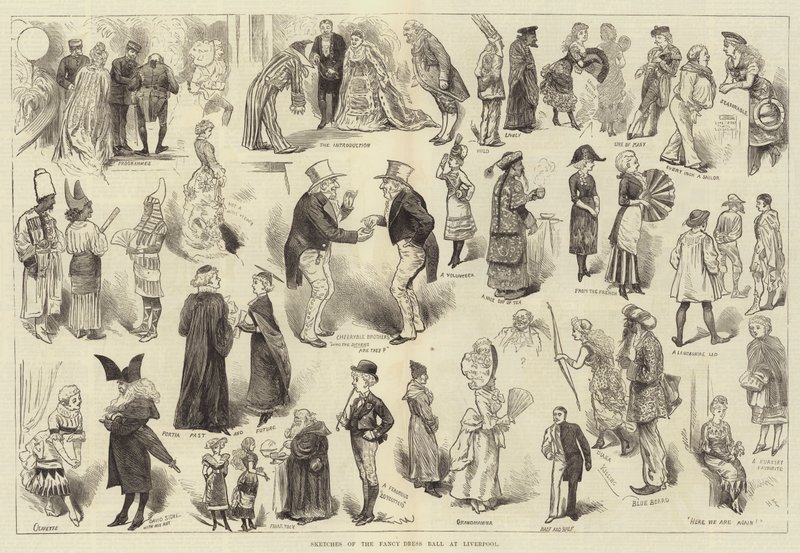 Schizzi del ballo in maschera a Liverpool da Harry Furniss