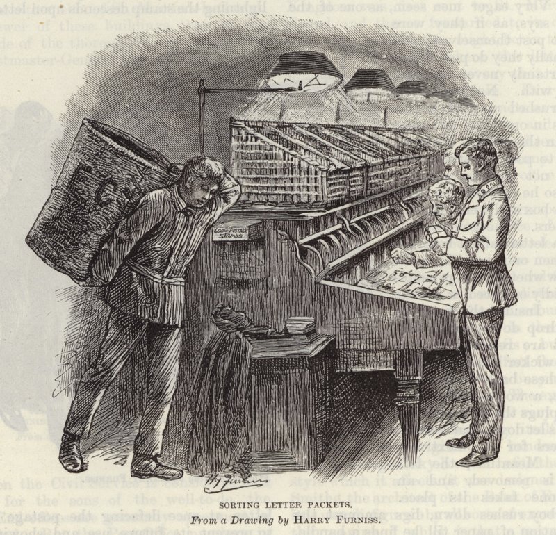 Smistamento dei pacchetti di lettere da Harry Furniss