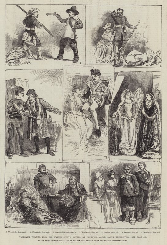 Tableaux Vivants dai romanzi di Sir Walter Scott, a Cromwell House, South Kensington da Harry Furniss