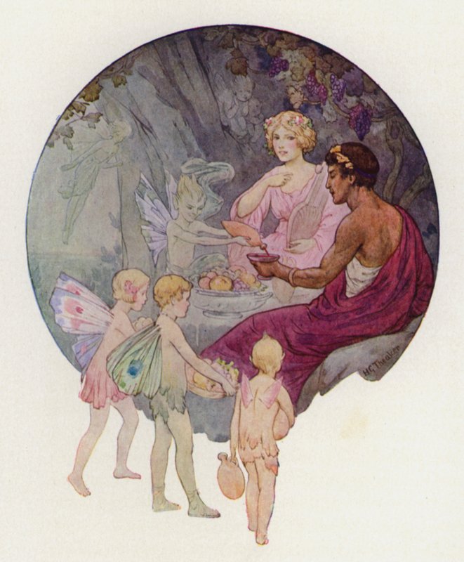 Calipso nella sua grotta (litografia a colori) da Harry George Theaker