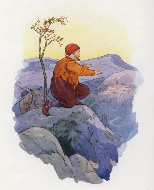 Illustrazione per Don Chisciotte (litografia a colori) da Harry George Theaker