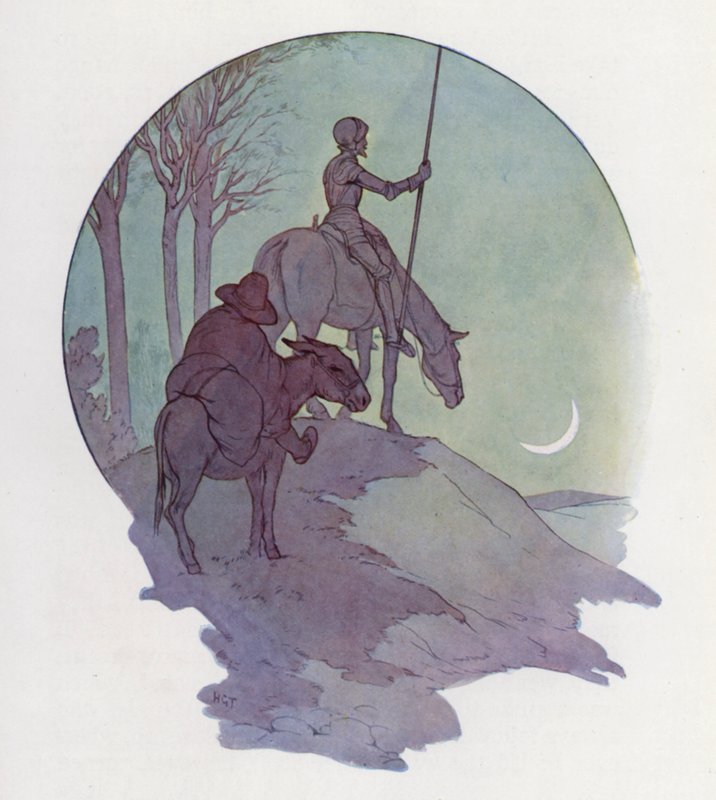 Illustrazione per Don Chisciotte (litografia a colori) da Harry George Theaker