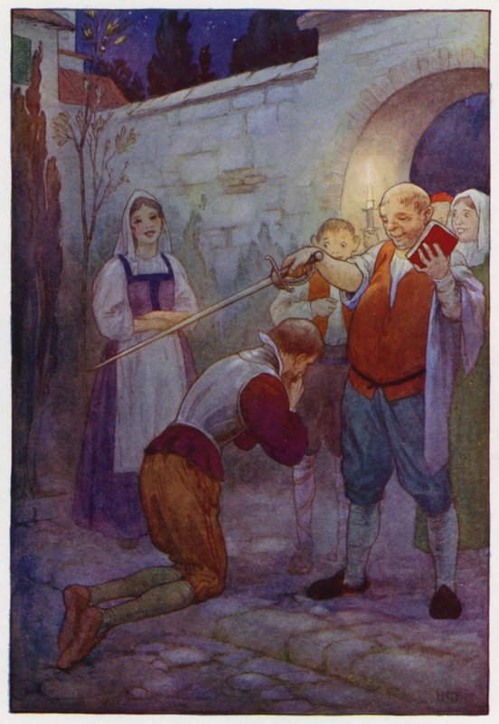 Illustrazione per Don Chisciotte (litografia a colori) da Harry George Theaker