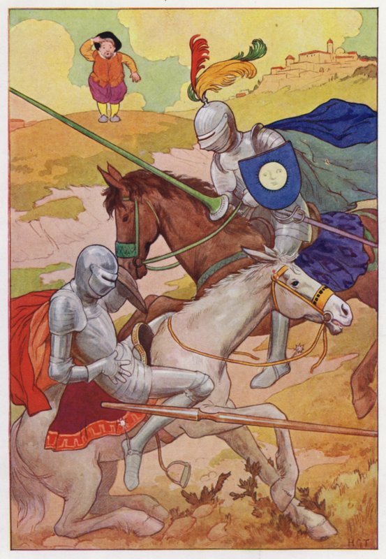 Illustrazione per Don Chisciotte (litografia a colori) da Harry George Theaker