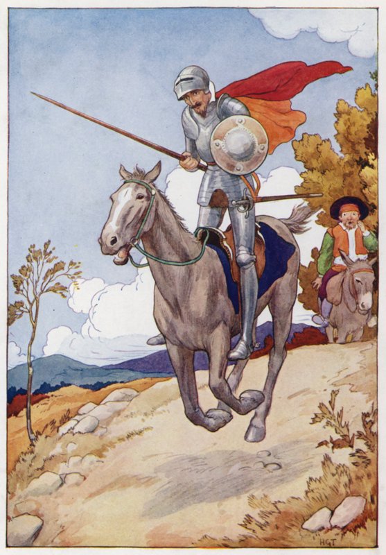 Illustrazione per Don Chisciotte (litografia a colori) da Harry George Theaker