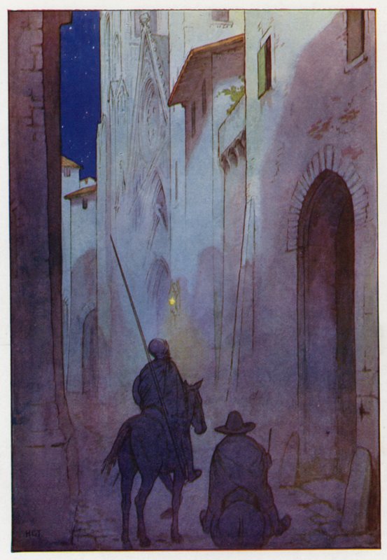 Illustrazione per Don Chisciotte (litografia a colori) da Harry George Theaker