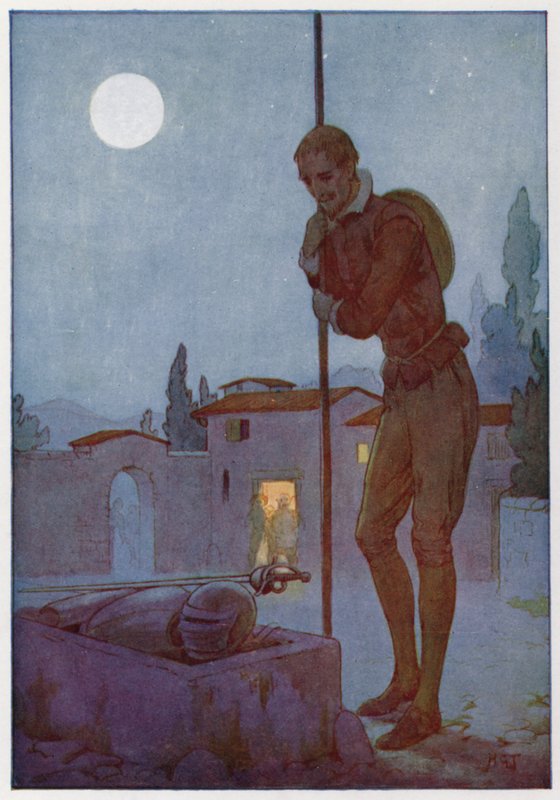 Illustrazione per Don Chisciotte (litografia a colori) da Harry George Theaker