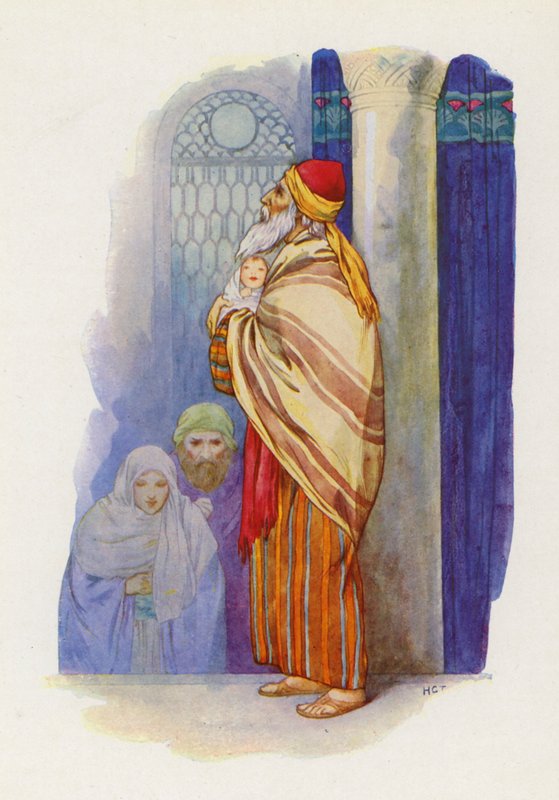 "Signore, lascia che il tuo servo se ne vada in pace" (litografia a colori) da Harry George Theaker