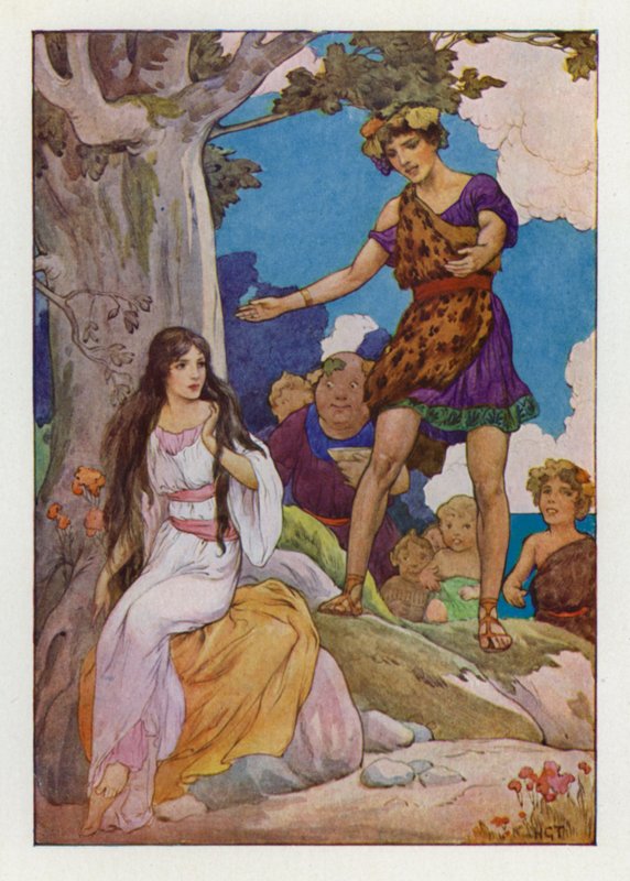 Povera Arianna piangente e smarrita (litografia a colori) da Harry George Theaker