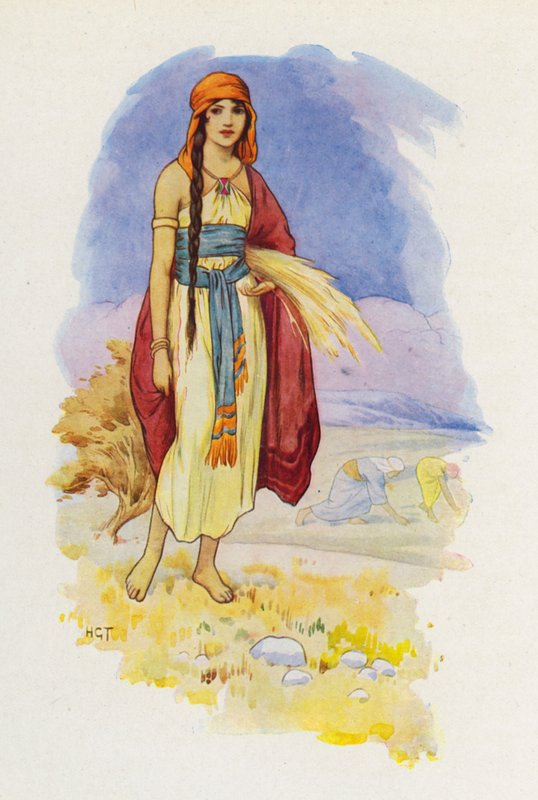 Ruth che raccoglie nel campo (litografia a colori) da Harry George Theaker