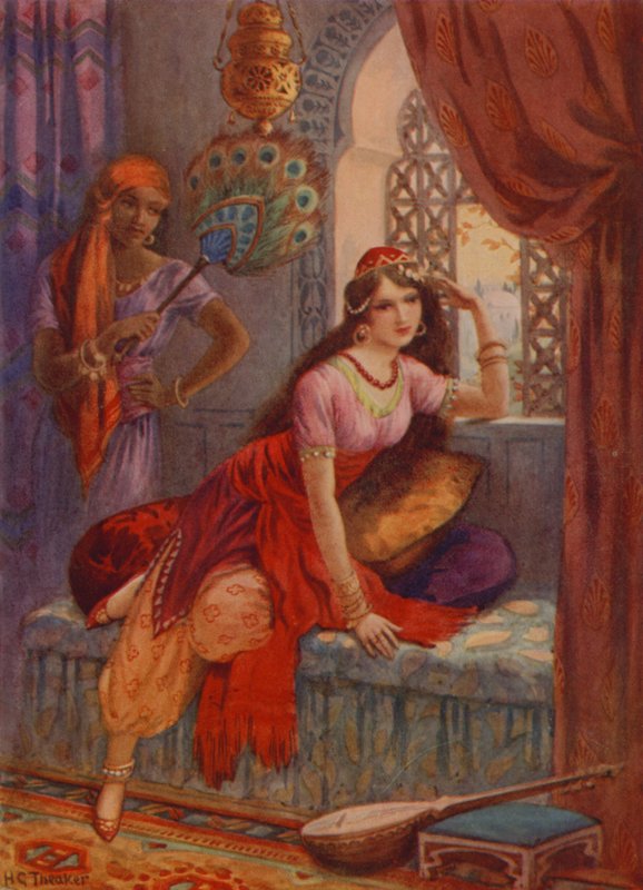 La sposa di Sindbad (litografia a colori) da Harry George Theaker