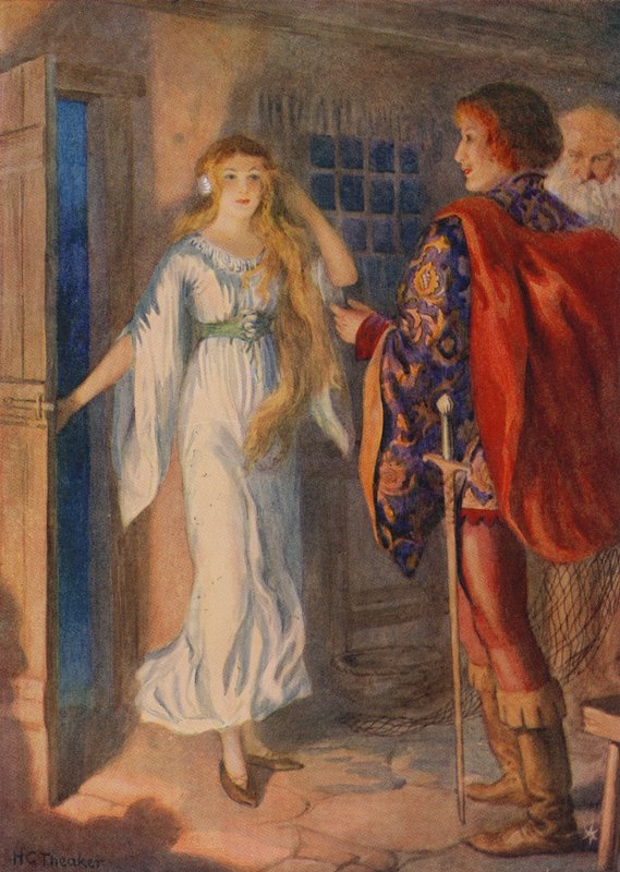 Sir Huldbrand e Undine, da "Undine" (litografia a colori) da Harry George Theaker