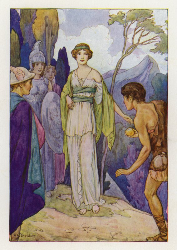 Il giudizio di Parigi (litografia a colori) da Harry George Theaker