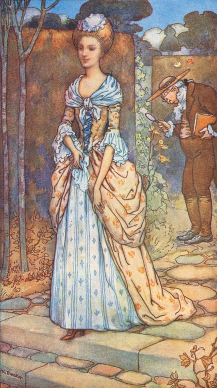 Il re e la dama, leggenda del regno della regina Anna (litografia a colori) da Harry George Theaker