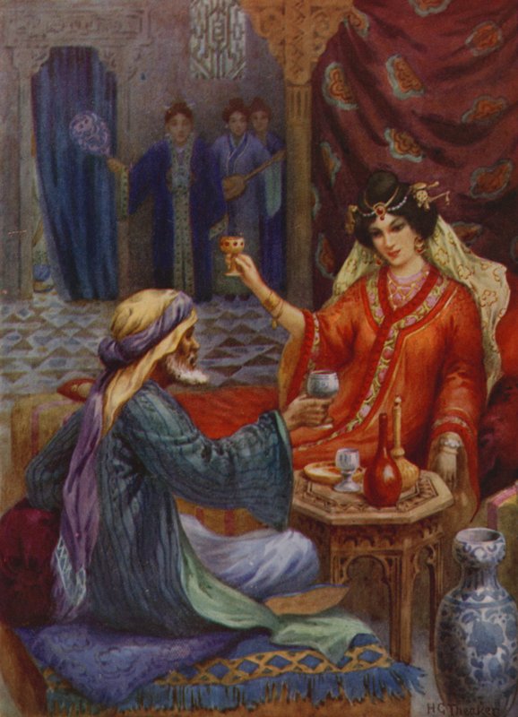 La principessa e il mago (litografia a colori) da Harry George Theaker