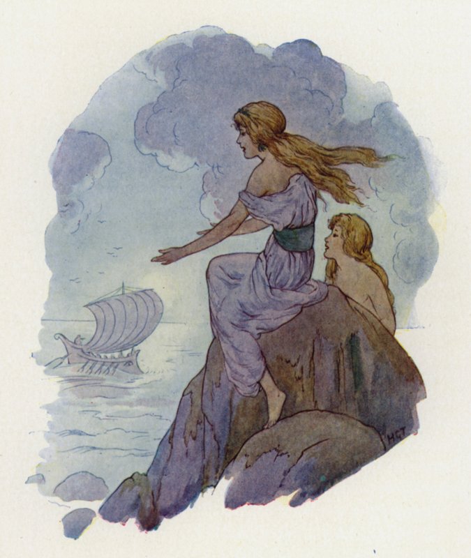 Le sirene (litografia a colori) da Harry George Theaker