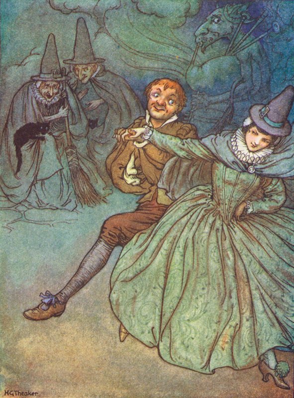 Il festino delle streghe (litografia a colori) da Harry George Theaker