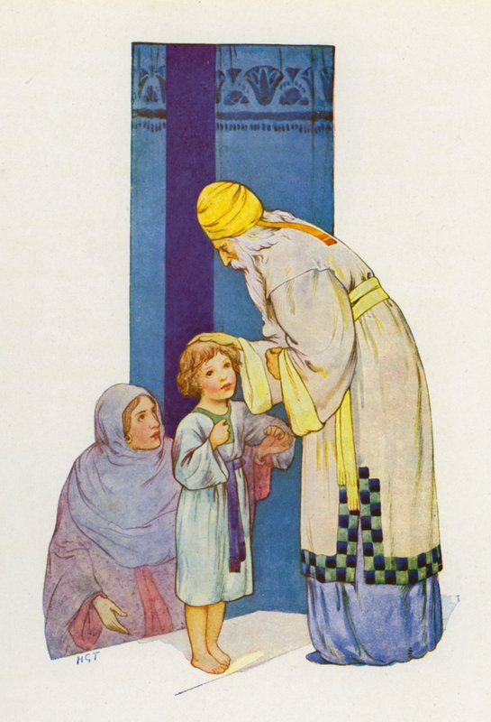 Il dono più grande di tutti fu il figlioletto Samuel (litografia a colori). da Harry George Theaker