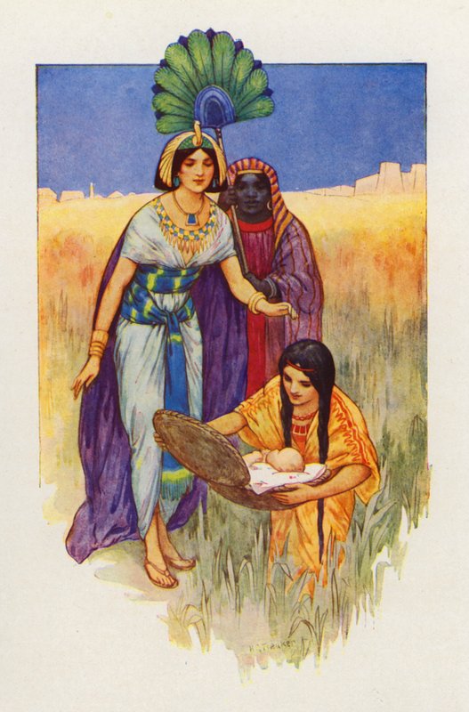 Quando fu portato il cesto, il bambino si svegliò (litografia a colori) da Harry George Theaker