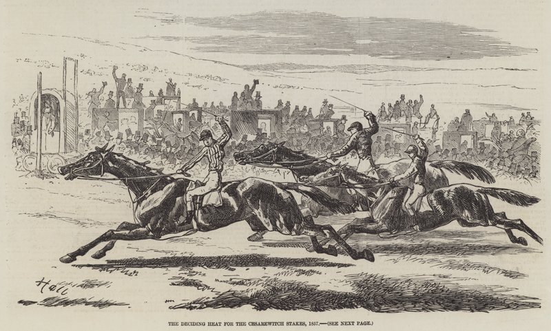 La corsa decisiva per il Cesarewitch Stakes, 1857 da Harry Hall