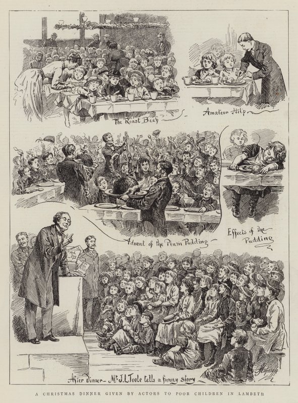 Cena di Natale offerta dagli attori ai bambini poveri di Lambeth da Harry Hamilton Johnston