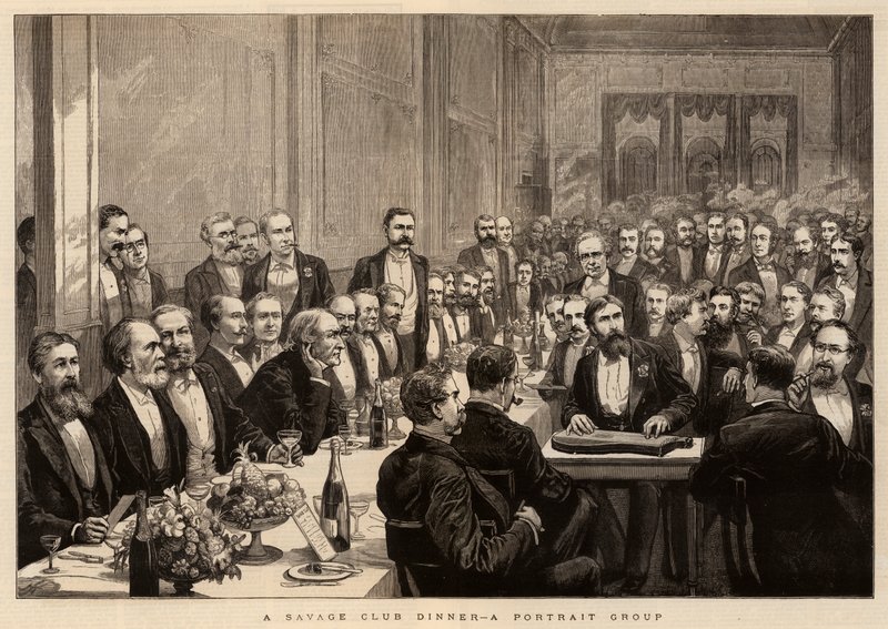 Cena del Savage Club, un gruppo di ritratti da Harry Hamilton Johnston