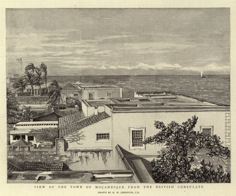 Veduta della Città di Mocambique dal Consolato Britannico da Harry Hamilton Johnston
