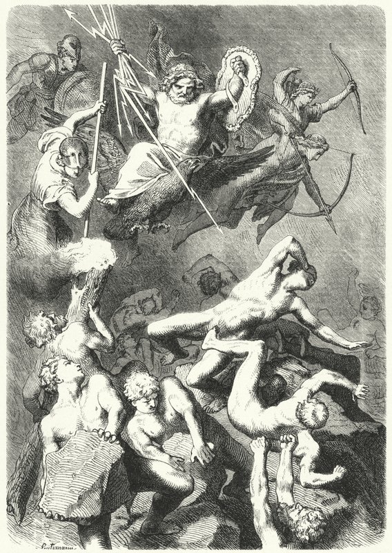 Battaglia tra gli Dei Greci Antichi e i Titani da Heinrich Leutemann