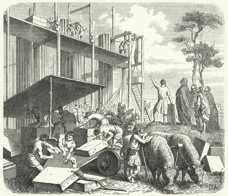 Costruzione di un tempio sul colle Aventino, Roma da Heinrich Leutemann