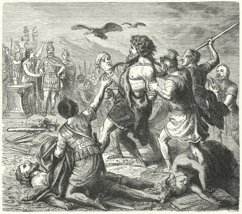Cattura di Tetobod, re dei Teutoni, da parte dei Romani dopo la battaglia di Aquae Sextiae da Heinrich Leutemann
