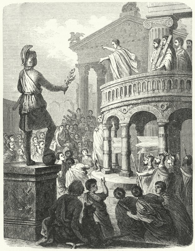 Cicerone che parla al popolo di Roma dal Rostra da Heinrich Leutemann