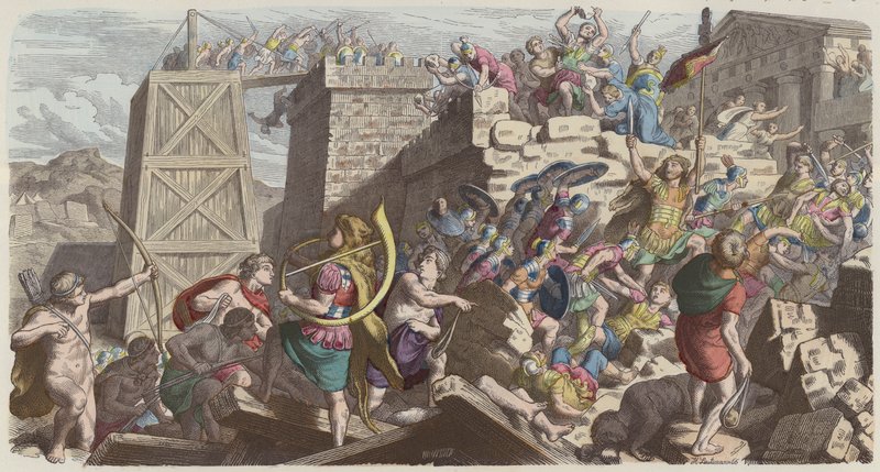 Soldati romani che assaltano una città da Heinrich Leutemann