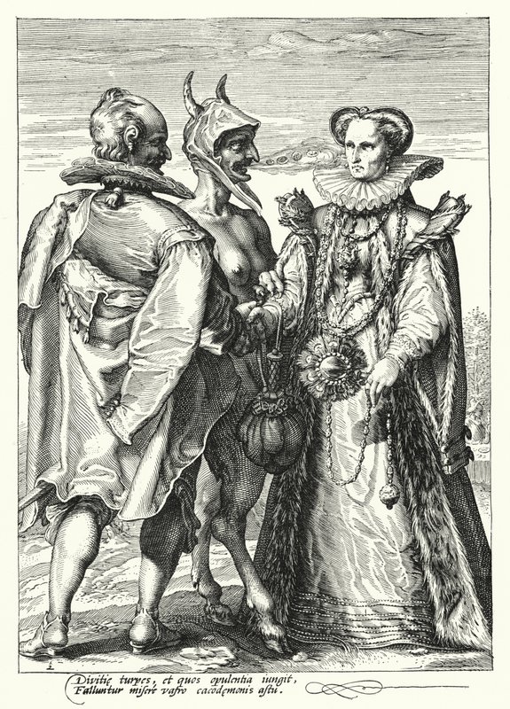Matrimonio per ricchezza officiato da Satana da Hendrik (after) Goltzius