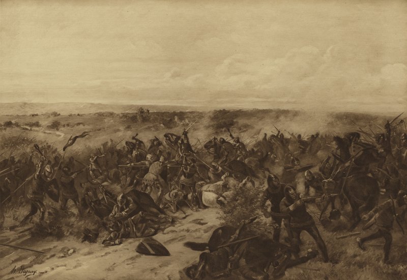 Battaglia di Crecy, 1346 (incisione) da Henri Louis Dupray