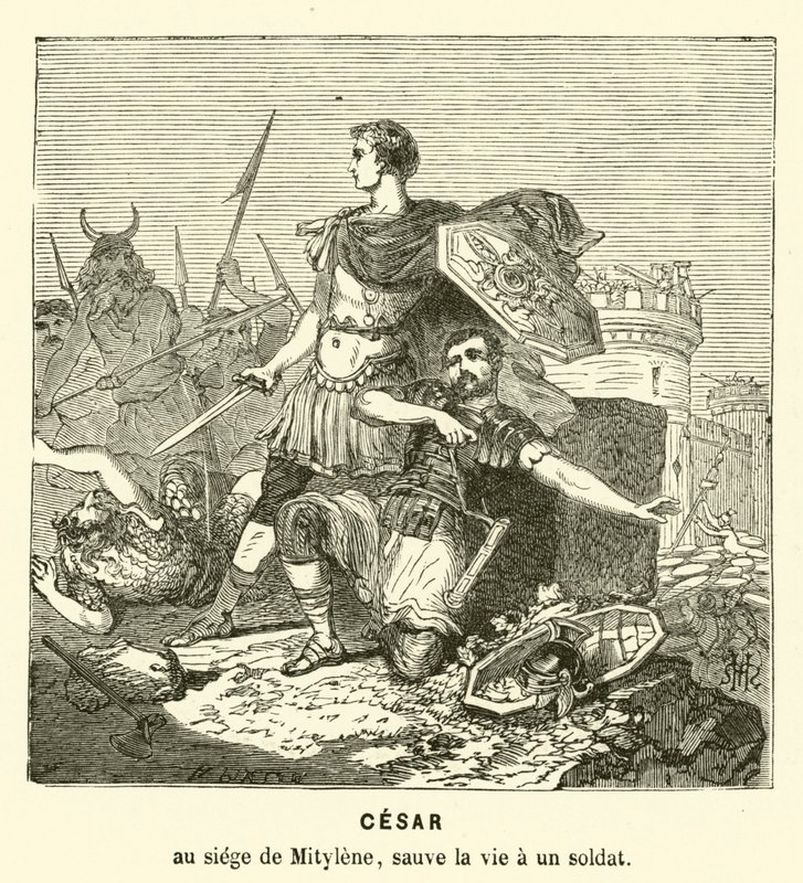 Giulio Cesare salva la vita di un soldato durante l