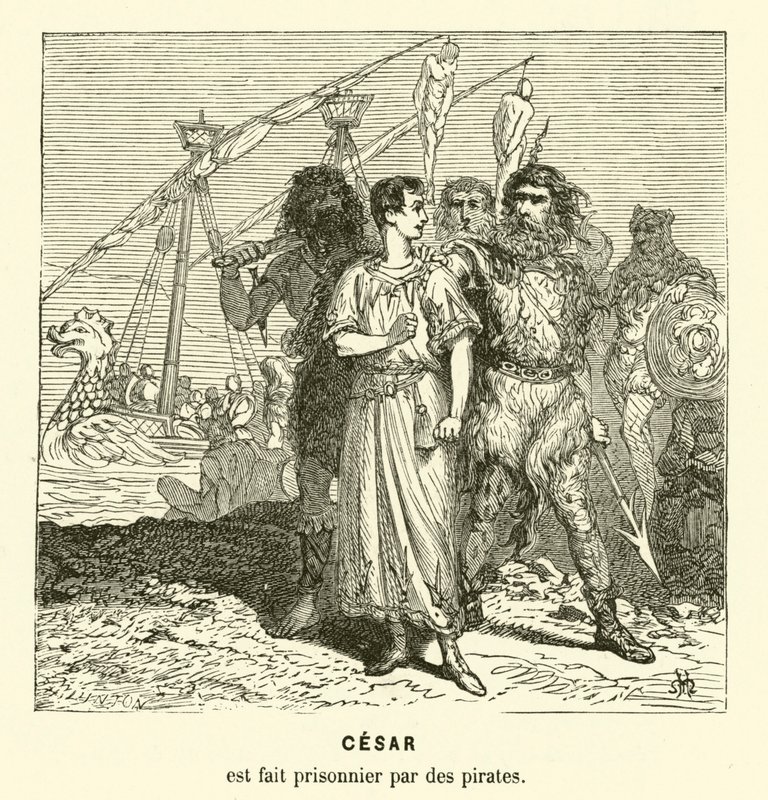 Giulio Cesare preso prigioniero dai pirati cilici mentre attraversava il Mar Egeo, c75 a.C. da Henri de (after) Montaut