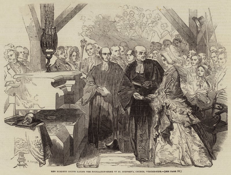 Miss Burdett Coutts che posa la prima pietra della Chiesa di San Stefano, Westminster da Henry Anelay