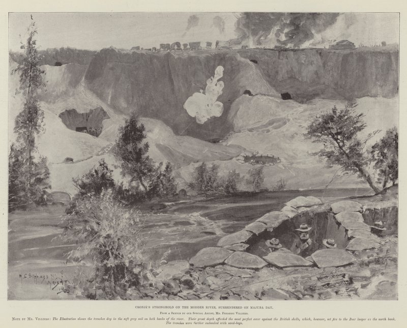 La roccaforte di Cronje sul fiume Modder, arresa nel giorno di Majuba da Henry Charles Seppings Wright