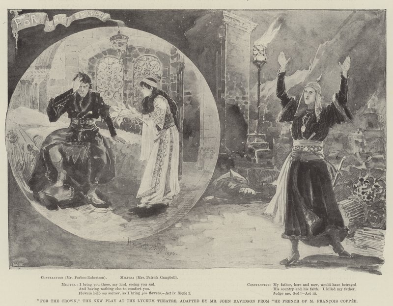 Per la corona, il nuovo spettacolo al Lyceum Theatre, adattato da Mr John Davidson dal francese di M Francois Coppee da Henry Charles Seppings Wright